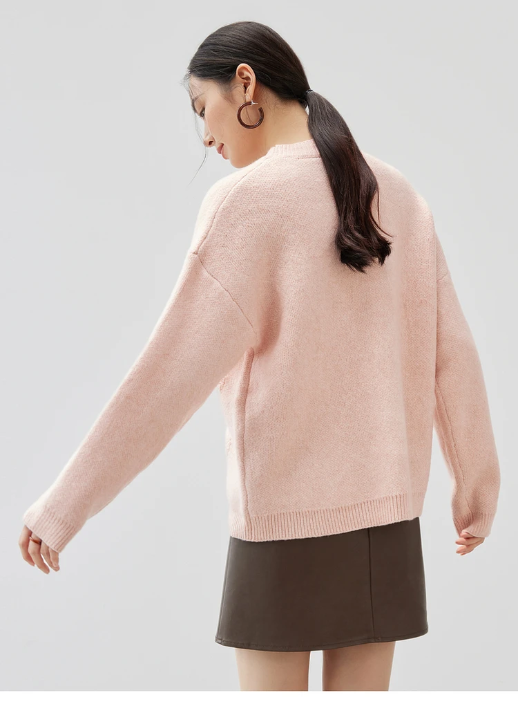 SENTUBILA розовые жаккардовые вязаные пуловеры для женщин зима 2024 шерстяной