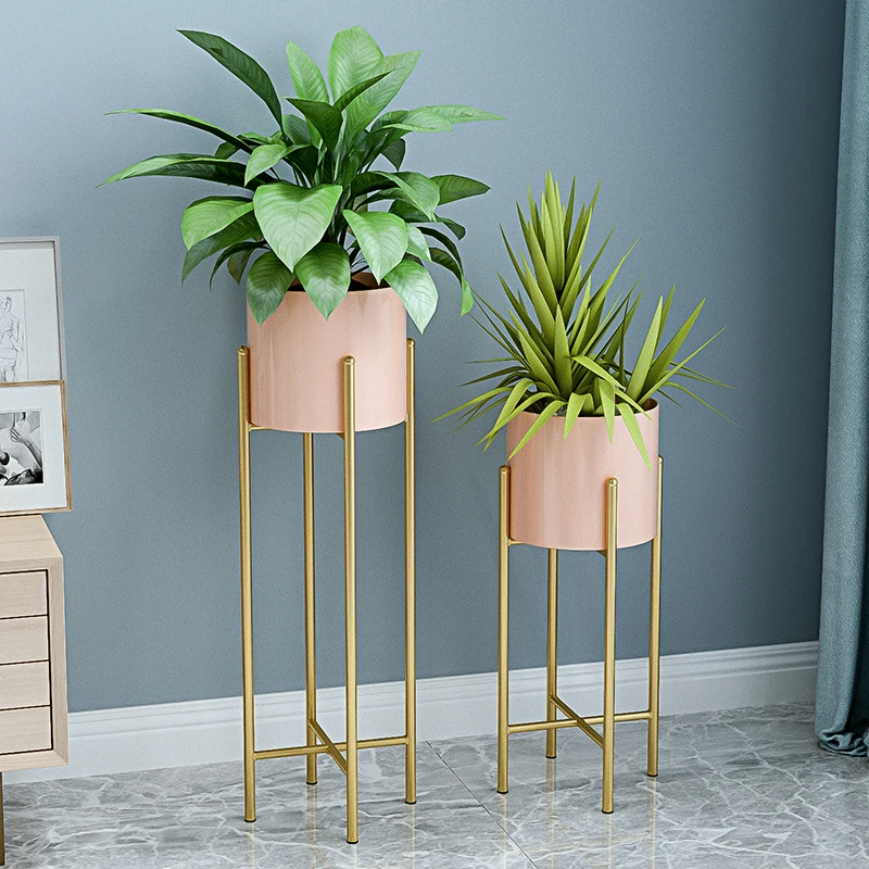 Nordic gold floor stand ornaments home living room ornaments artificial flower simulation plant vase