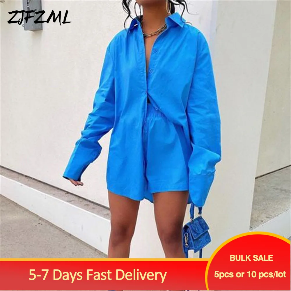 

Большие партии товаров, оптовая продажа, женские спортивные костюмы, короткая рубашка, комплект из двух предметов, синяя блузка на пуговица...