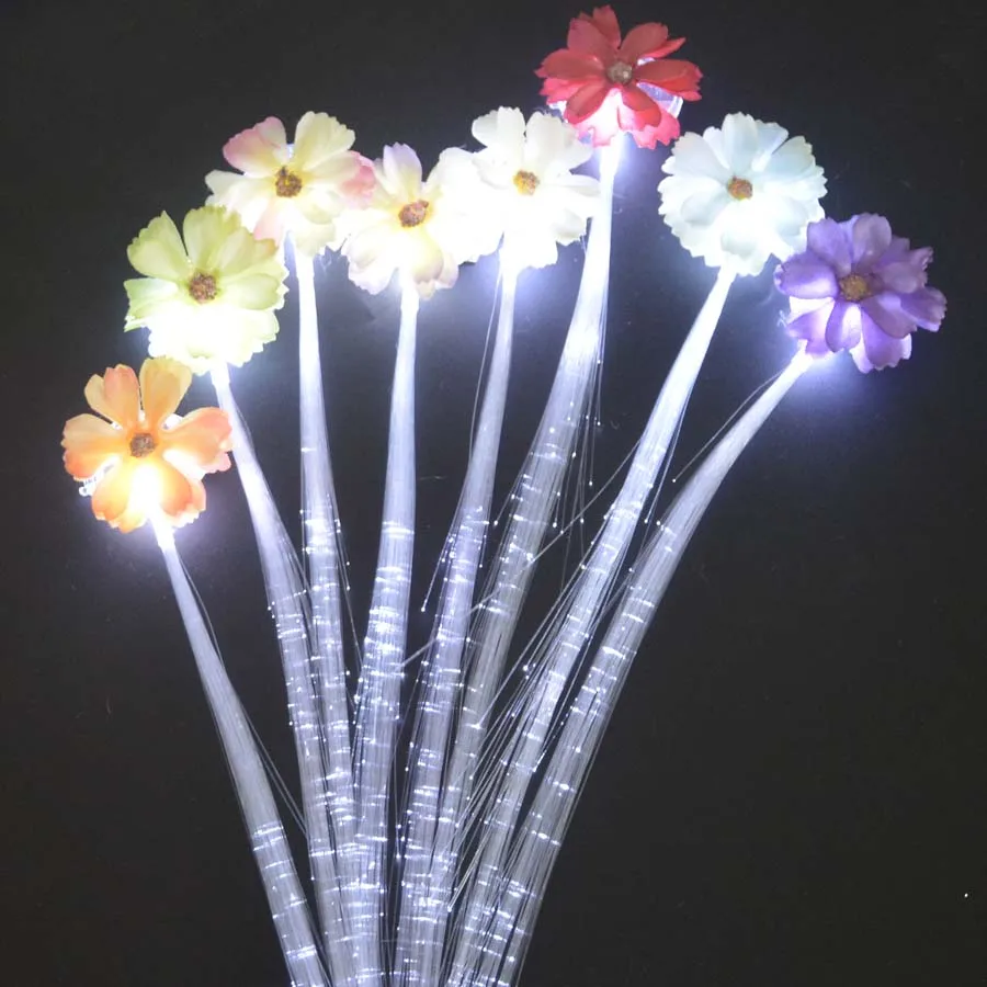 

30pcs Glow LED Party Light Flower Fiber Optic Wire Hairpin Silk Flash Braid White Hair Clip Birthday Bar Decor Wedding Carnival