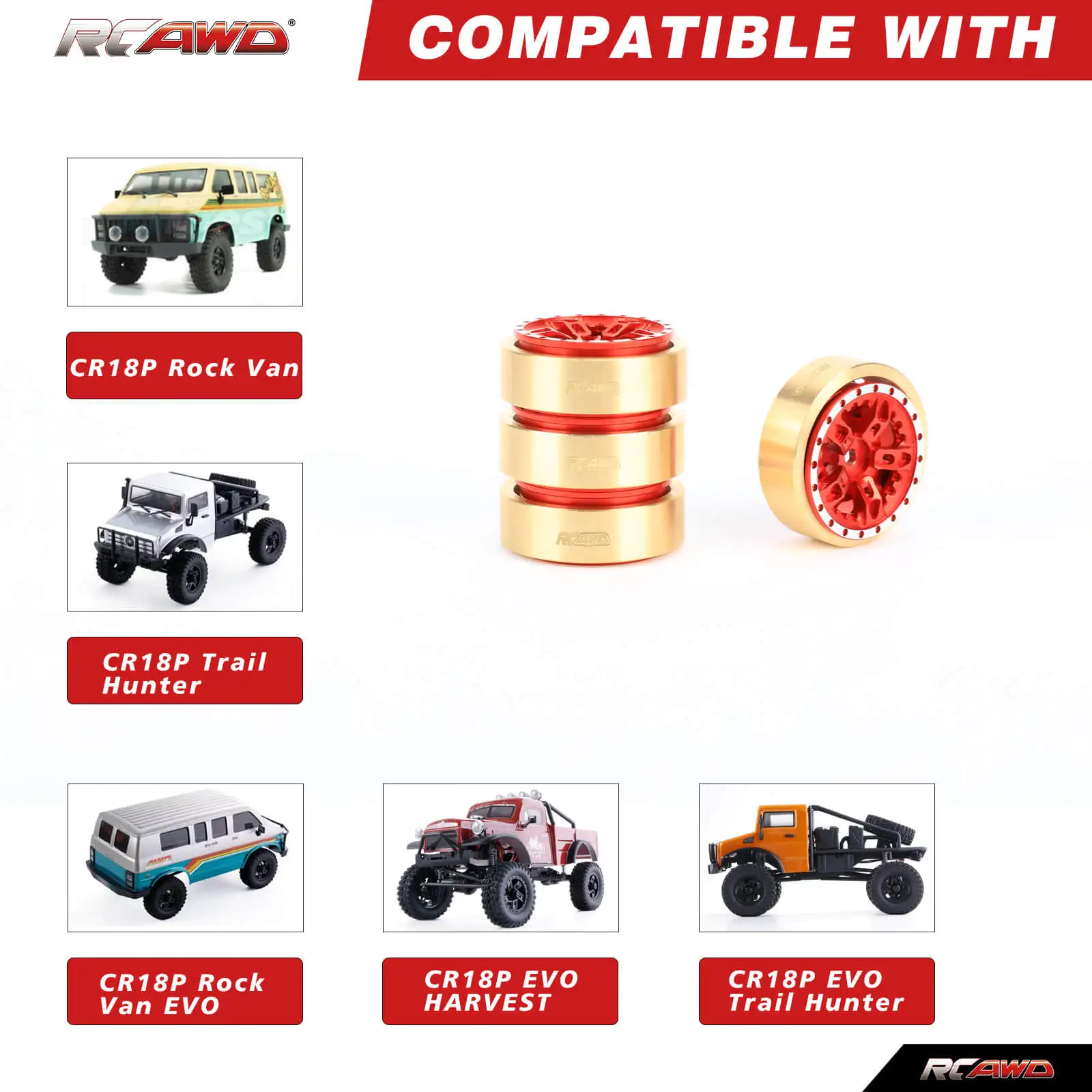 RCAWD 1.2in алюминиевый Радиоуправляемый обод колеса медный противовес для 1/18 HOBBYPLUS 4WD