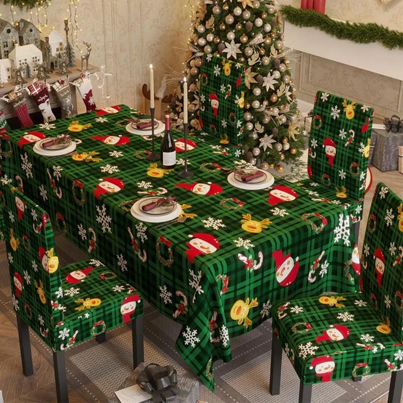 

Christmas Table Cloth Dining Chair Cover Xmas Gifts New Year Rectangle Tablecloth Dinner Chairs Slipcover or Party Dinners Decor