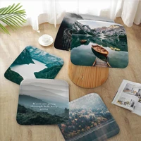 nordic landscape forest deer lake boat four seasons seat cushion office dining stool pad sponge sofa mat non slip chair cushions