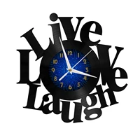 live love laugh design vinyl wall clock 3d wall art silent glow clock 12in led modern living room decor watch