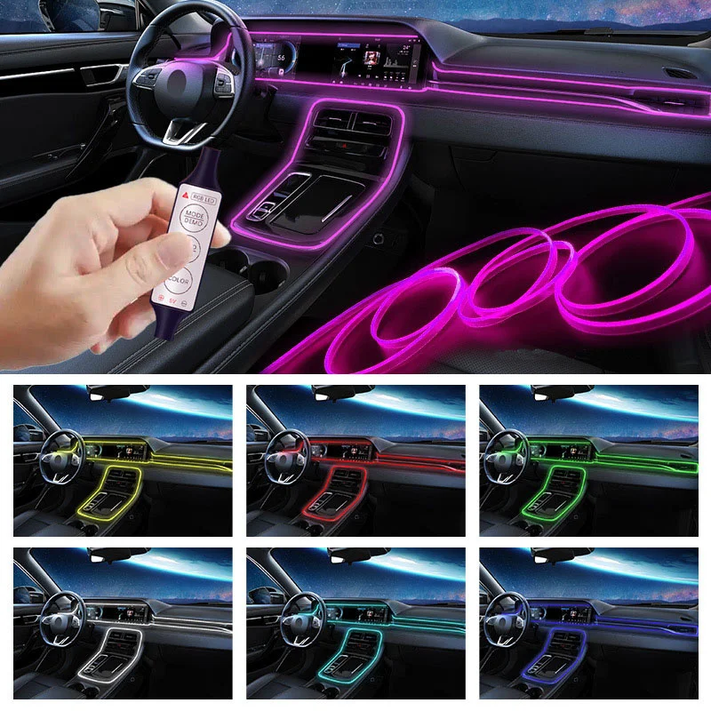 

1M/2M/3M Car Interior Led Decorative Lamp EL Wiring Neon Strip For Auto DIY Flexible Ambient Light USB Party Atmosphere Diode