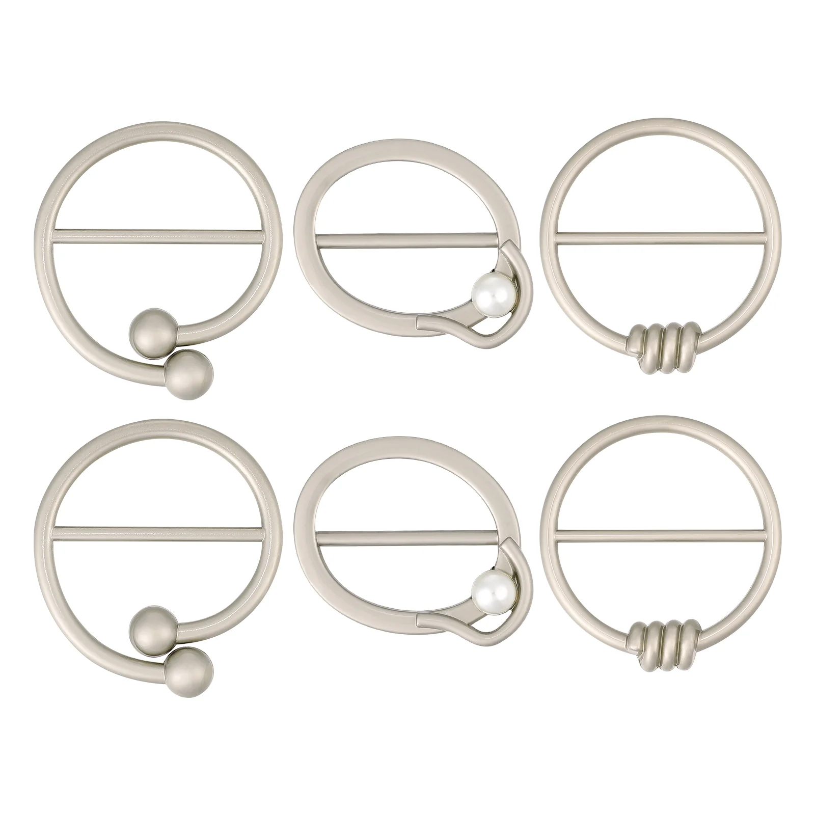 

6Pcs T- Shirt Clips Clothing Ring Clip Metal T- Shirt Clips Scarf Clasp Ring Clothing Accessories Clothing Ring Wrap Holder