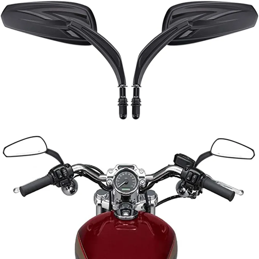 

Motorcycle Flaming Chrome/Black Side Mirrors for Softail Standard FXST Glide Electra Road Custom Dyna Touring
