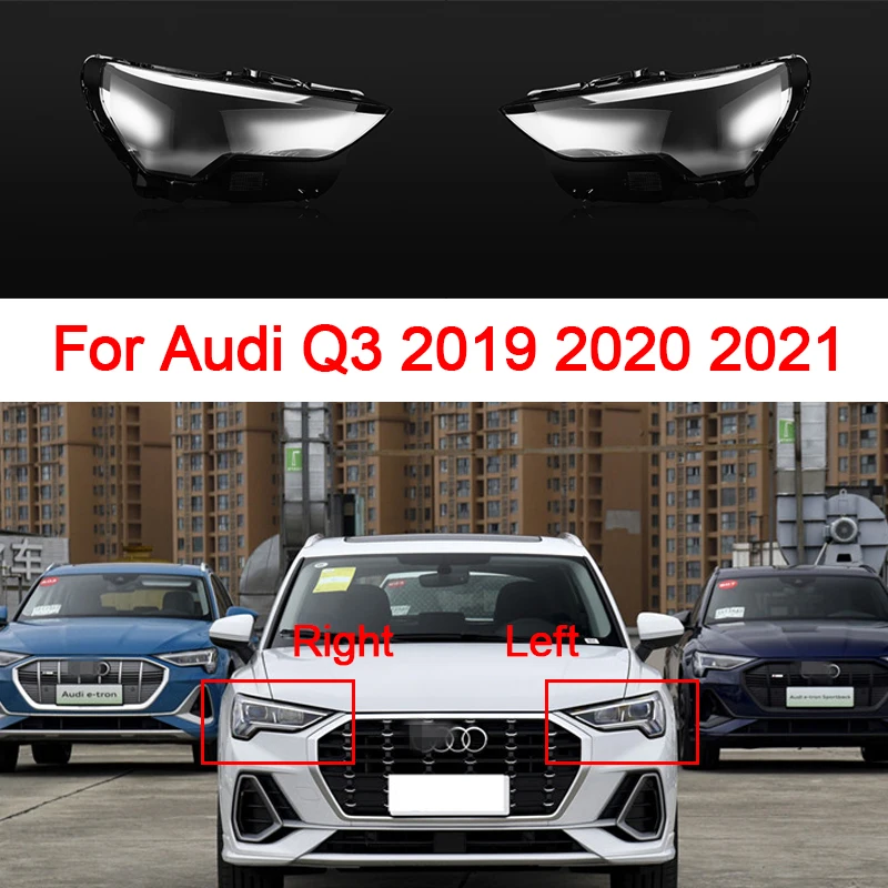 

For Audi Q3 2019 2020 2021 Car Headlight Cover Replacement PVC Faros Delanteros Shell Transparent Lampshade Car Accessoires