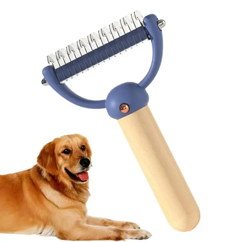 

Pet Deshedding Brush Undercoat Rake Slicker Brush For Dogs Double-Sided Dematting Cat Combs For Grooming Cats Dog Rake Brush