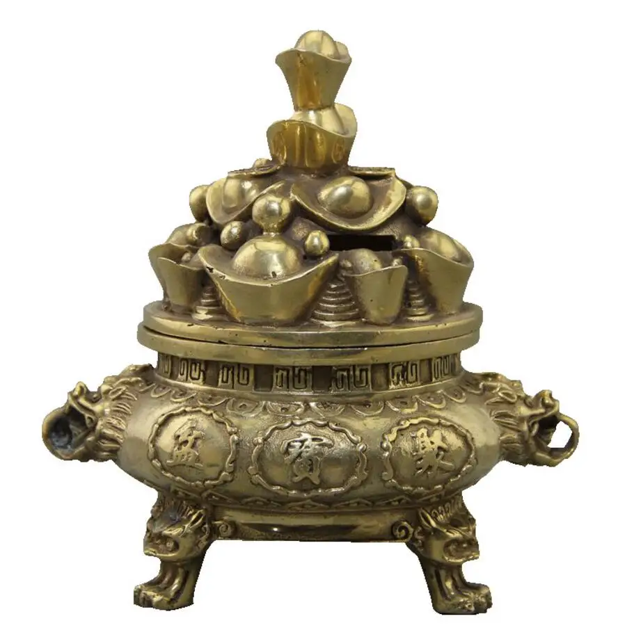 

Copper Statue Manufacturers wholesale antique crafts gifts, treasure pot, furnace home decoration