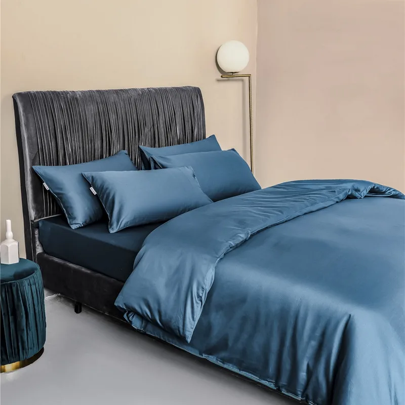 

Solid Color 100% Egyptian Cotton Bedding Luxury Duvet Cover Set High-End Silky Bedlinens Queen King Size Fitted Sheet Pillowcase