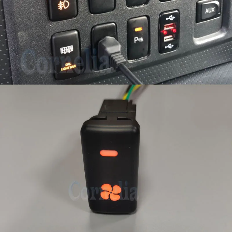 

Orange Light Car Ventilation Fan Switch with Wire for Toyota Land Cruiser Hilux Prado 120 FJ CRUISE LC76 REIZ 2006-2009