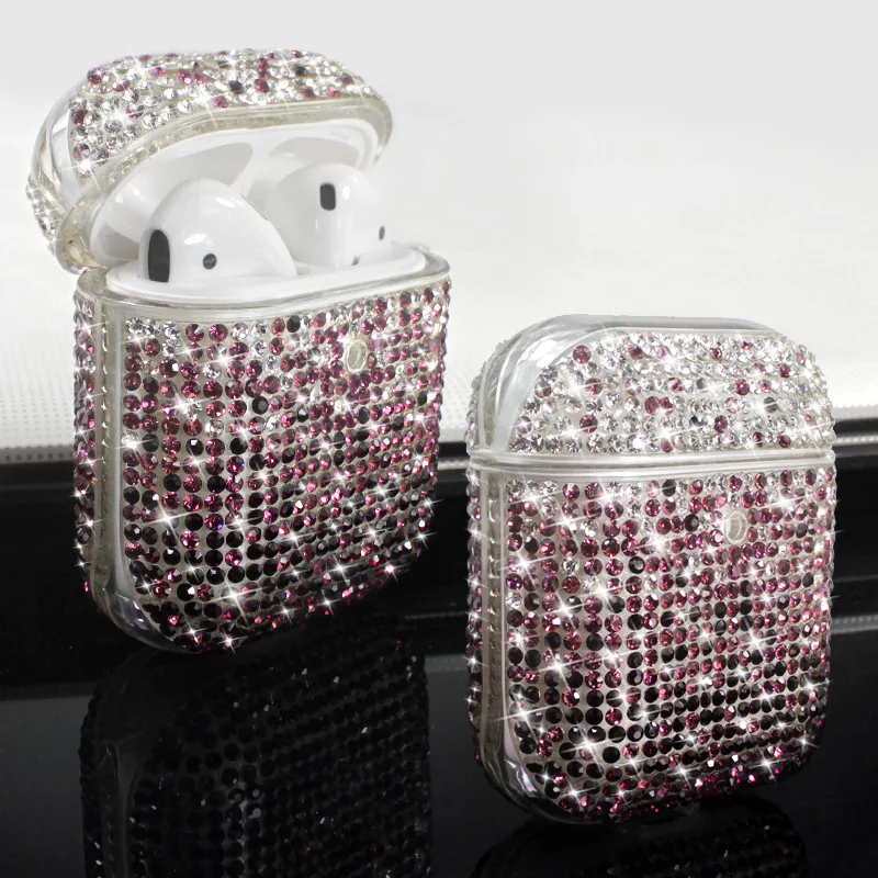 

Applicable Apple Airpods with Diamond Protective Case Hard Shell Rhinestone Wireless Bluetooth Headset Case