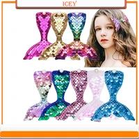 1pc reversible sequins head clips for girls rainbow mermaid pearls hairpins korea lovely fashion headdress hair accessories