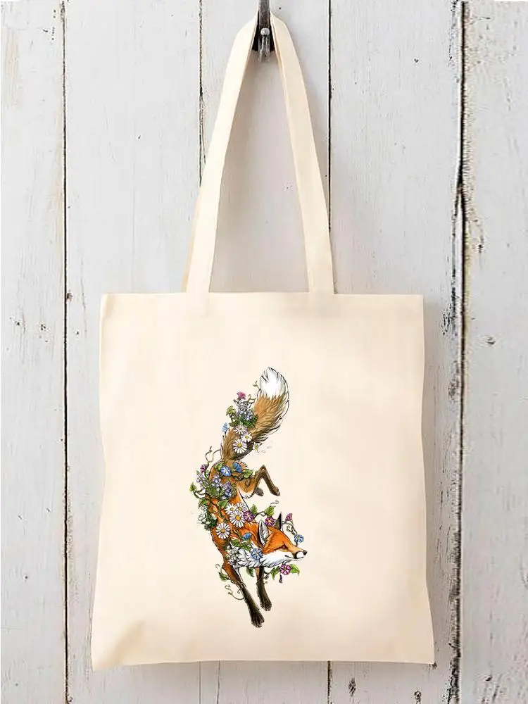 

Print Casual Floral Wild Animal 90s Shopper Shopping Graphic Handbags Female Shoulder Girls Women Fashion Canvas Tote Bag