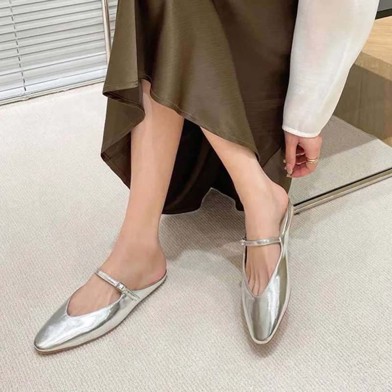 

2023 New Arrival Women Pumps Butterfly Knot Mules Low Heels Genuine Leather Slippers Shoes Woman Spring Summer Sandals Slippers