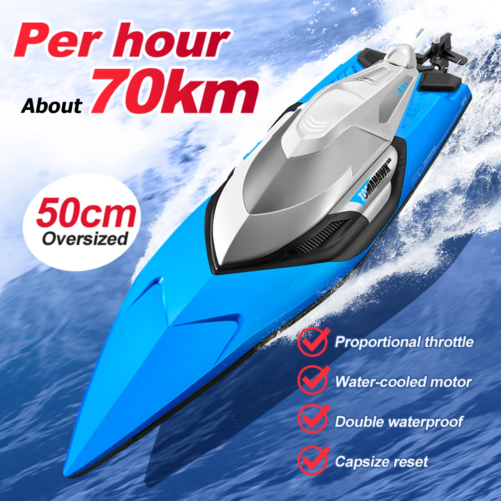 

RC Racing Boat 70km/h High Speed 2.4GHz Radio Remote Control Boats Toys 70km/h High Speed Race Boat Toys Gifts for Boys Girls