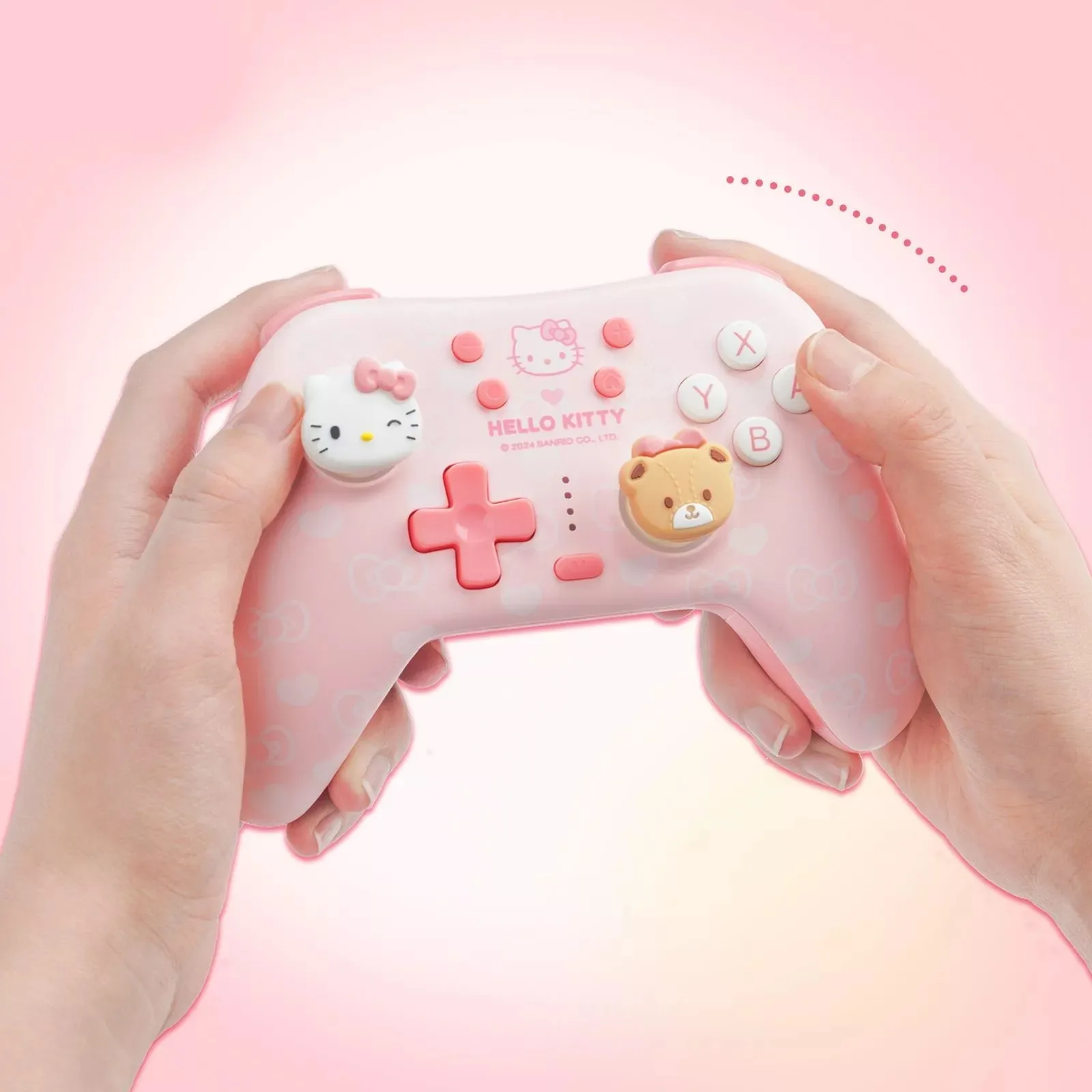 Контроллер GeekShare Cute Pink Kitty Dual Sense с ручками для большого пальца совместимый PS5/Switch/PC