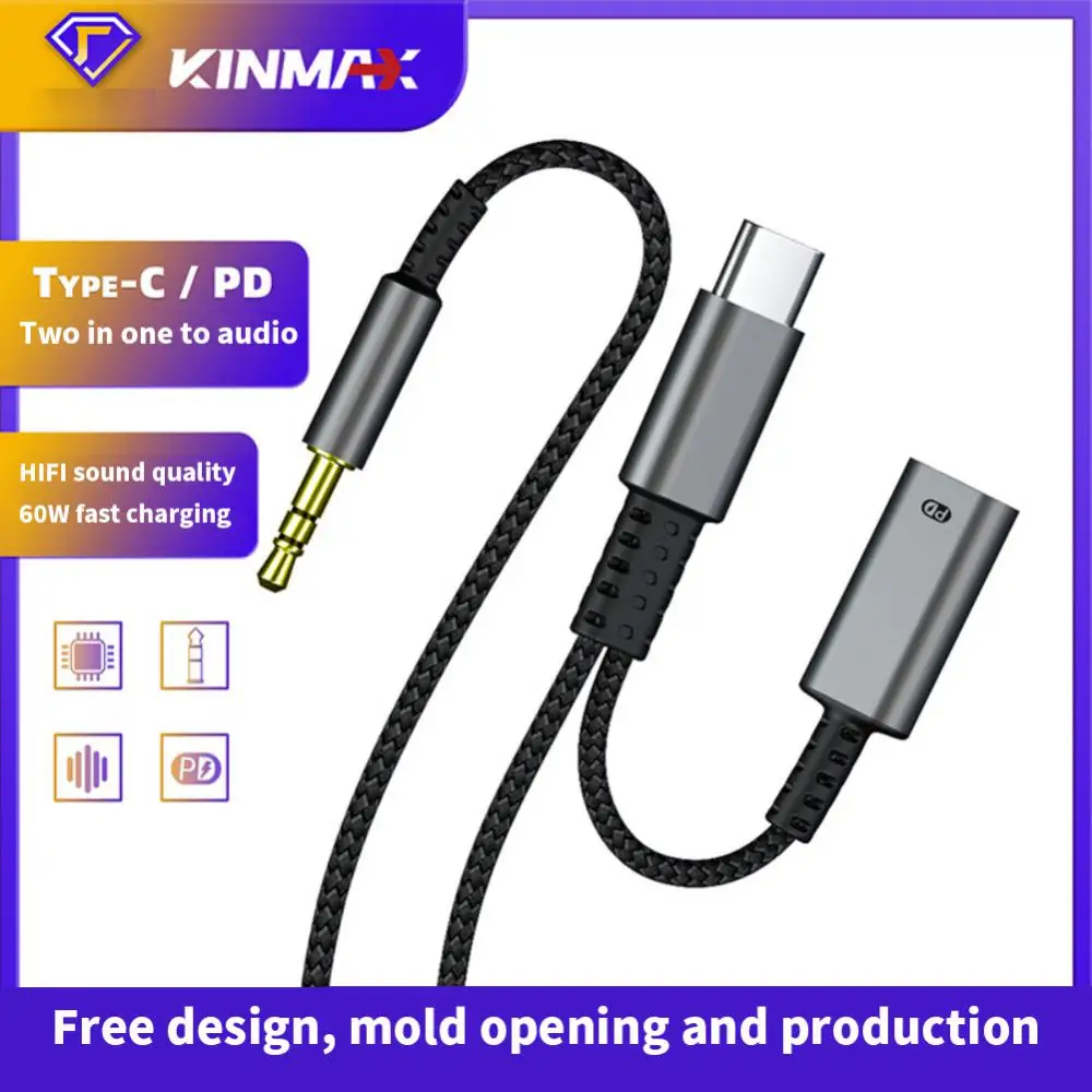 

Charger Adapter Hifi Portable Usb C To 3.5mm Headphone Phone Accessories Mic Jack Dongle Cable Fast Charging Pd 60w Aluminum