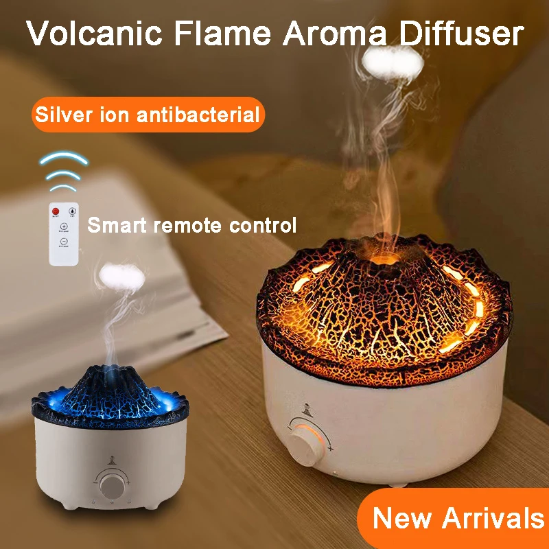

New 3D Volcanic Flame Aroma Diffuser Air Humidifier Essential Oils Room Home Fragrance Diffusers Mist Maker Fire Humidificador
