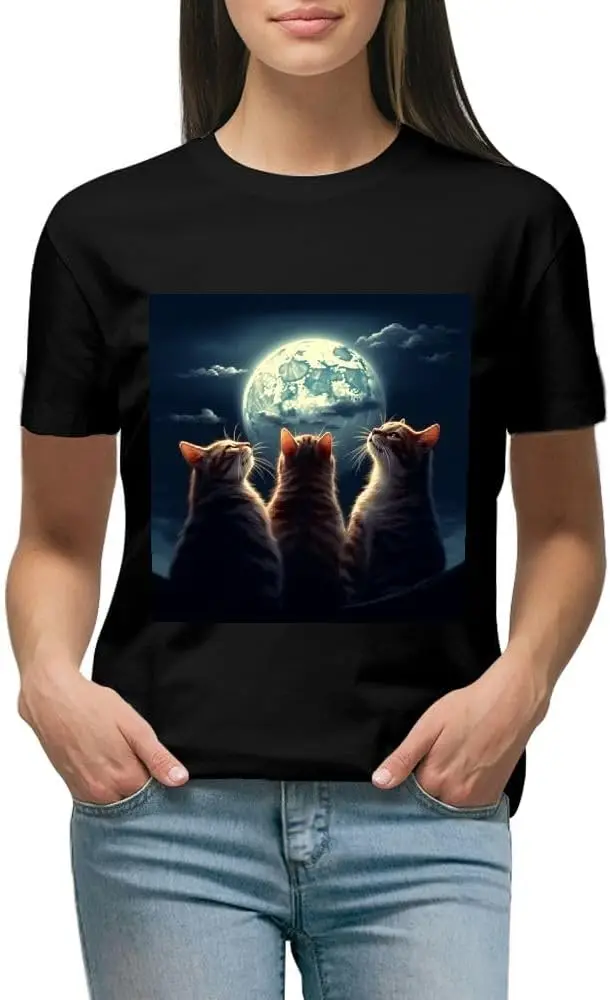 Футболки с забавными котами футболки рисунком Три кота женские круглым вырезом и