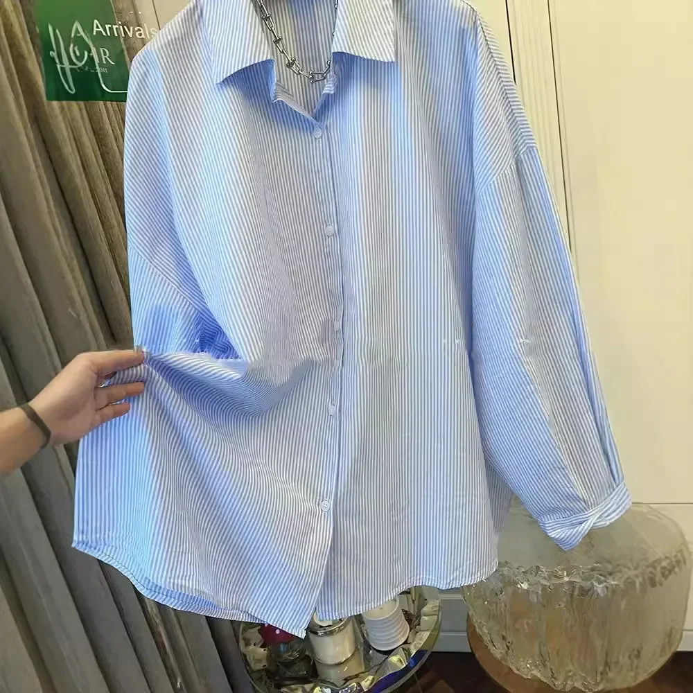 Свободная рубашка с длинными рукавами женская осень 2024 новый стиль тонкая