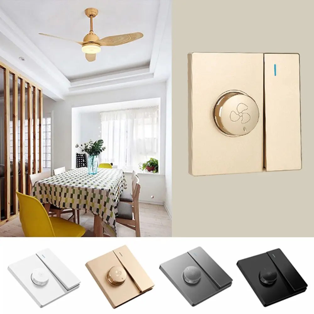 

Flame Retardant Wall Mounted 220V ON-OFF Fan Speed Adjuster Speed Control Switch Dimmer Switch Stepless Gears