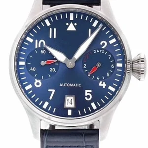 mens mechanical watch Big Pilots automatic Blue Leather
