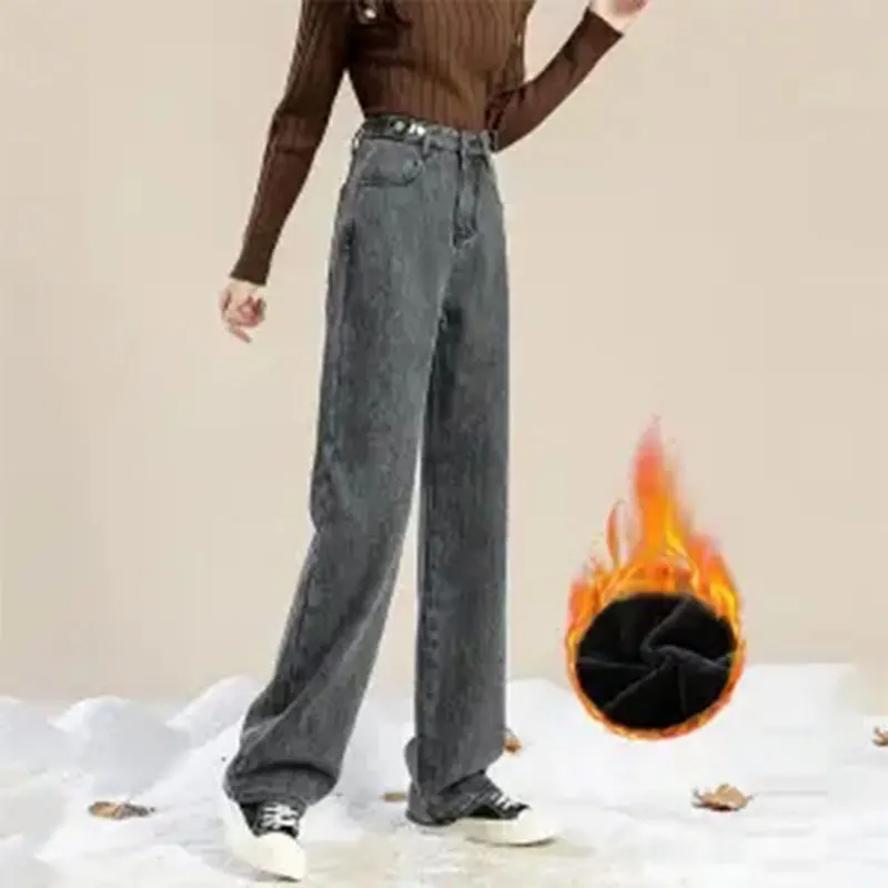 Однотонные хлопковые джинсы с высокой талией и карманами элегантная мода