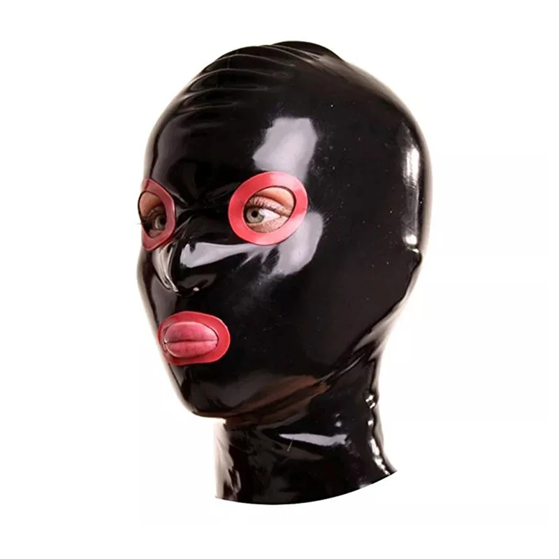 

Latex Catsuits Hoods Classic Eyes Mouth Open with Back Zip Handmade Fetish Rubber Mask Customized