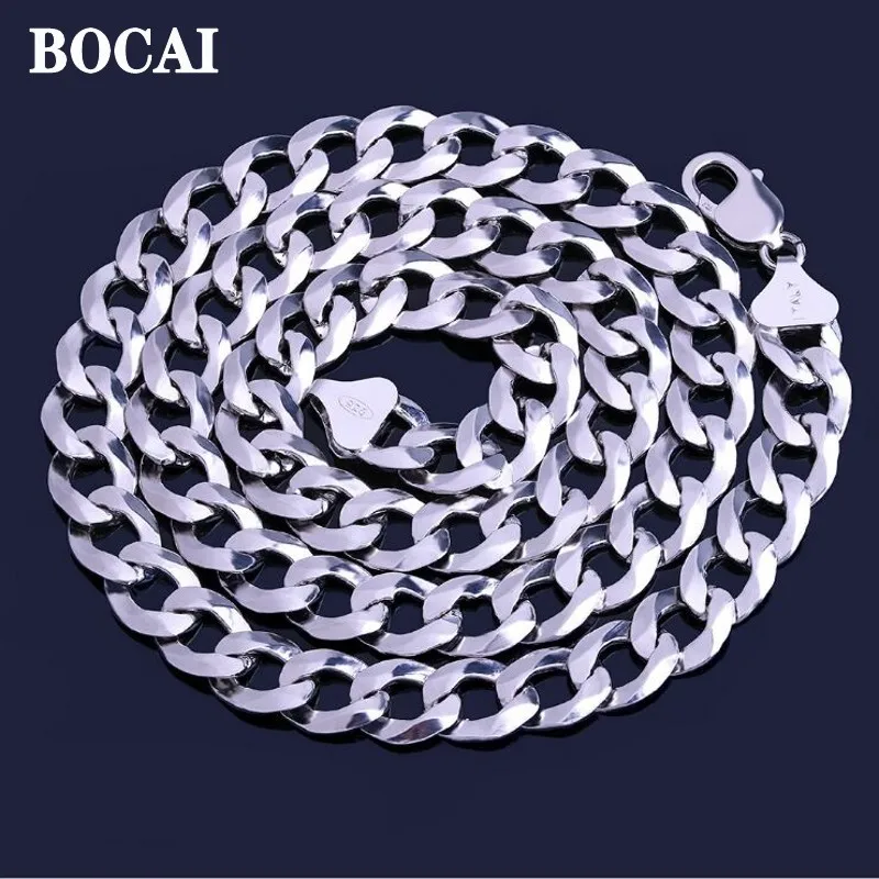 

BOCAI New 100% s925 Silver Jewelry Accessories Fashion Car Flower Hip Hop Man Necklace Cuban Chain Christmas Gift