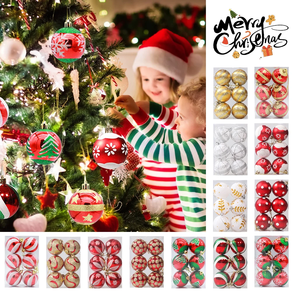 

6Pcs/box Christmas Ball Xmas Tree Hanging Pendant Multicolor Balls Home Party Ornaments Christmas Decorations Home Decor
