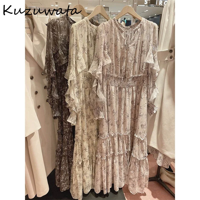 

Женское плиссированное платье CINESSD, весеннее японское платье с длинным рукавом и воротником-кулиской, плиссированное платье с принтом, 2022