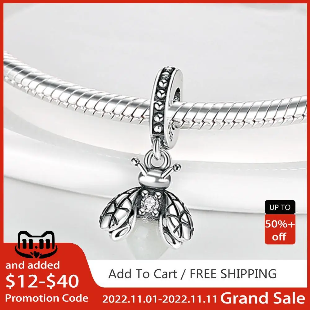 

925 Sterling Silver Sparkling Wings Dangle Golden Heart Charm Bead Fit Original Pandora Bracelet Pendant DIY Women Jewelry