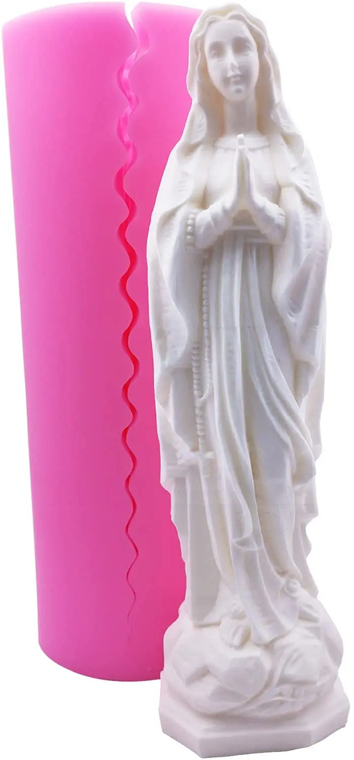 Molde de silicona de vela de la Virgen María, escultura de diosa, molde de cemento, jabón, incienso, yeso, para madrina, regalo del Día de la madre