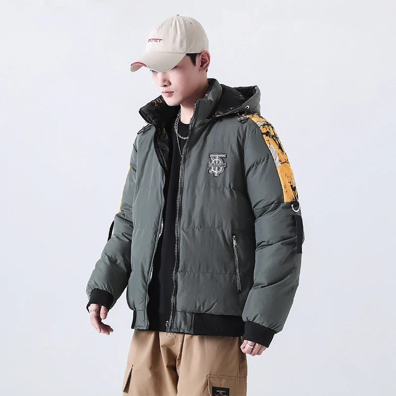 Autumn and winter 2022 men's clothing Double sided leather cotton jacket Men's down jacket Warm keeping fashion label detachable