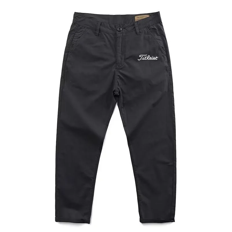 New Men Pants Zipper Pure Spring Autumn Straight Leg Loose Casual Solid Color Golf Men's Fashion 2023
