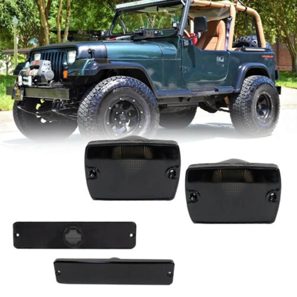 

4pcs Smoked Lens Front Bumper Side Marker Light Housings Front Turn Signal Light Housings Fender Side Marker Light Covers