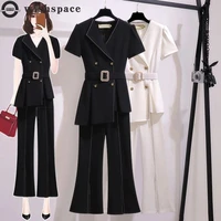 large new 2022 summer womens fashion with foreign fashion two piece set fat sister comfortable suit