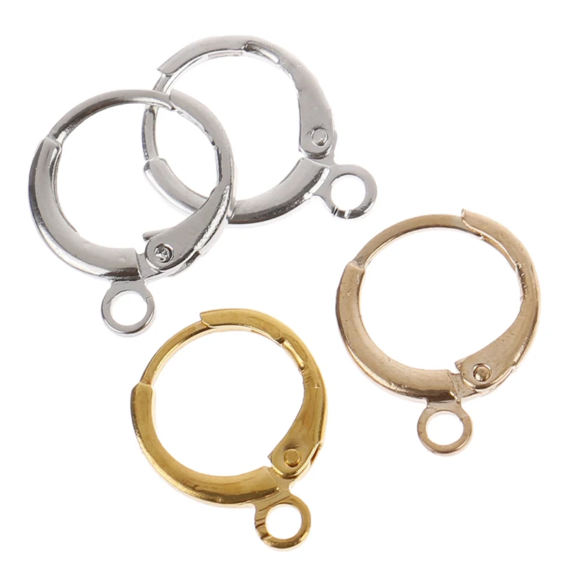 

Золотые серьги-Крючки Huggie из нержавеющей стали с петлей для ювелирных изделий «сделай сам», круглые серьги с открытым колечком, 10 шт.