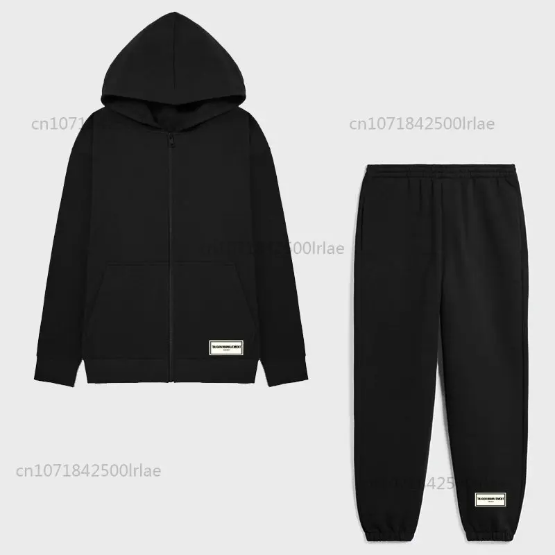 

TGM 100%Cotton Tracksuit Oversize Zip Hoodies Joggers Sweatpants Two Piece Sets Men Hooded Sweatshirt Sports Pants Trousers Suit