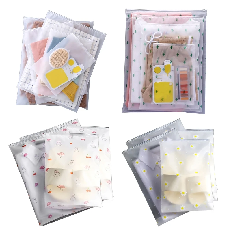 

Travel Luggage Storage Bag with Zipper Waterproof Dustproof Sealed Women's Bag 5pcs for Cosmetic Clothes Underwear Bra Organizer