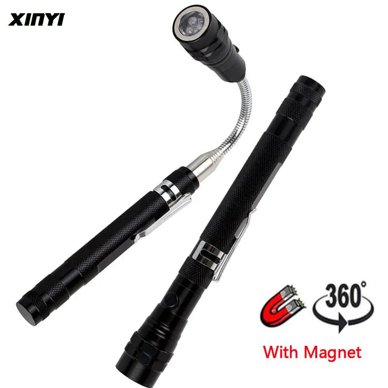 360 Degree Flexible LED Flashlight Magnetized Head Telescopic 3 LED Torch Flashlight Magnetic Pick Up Tool Lamp Light