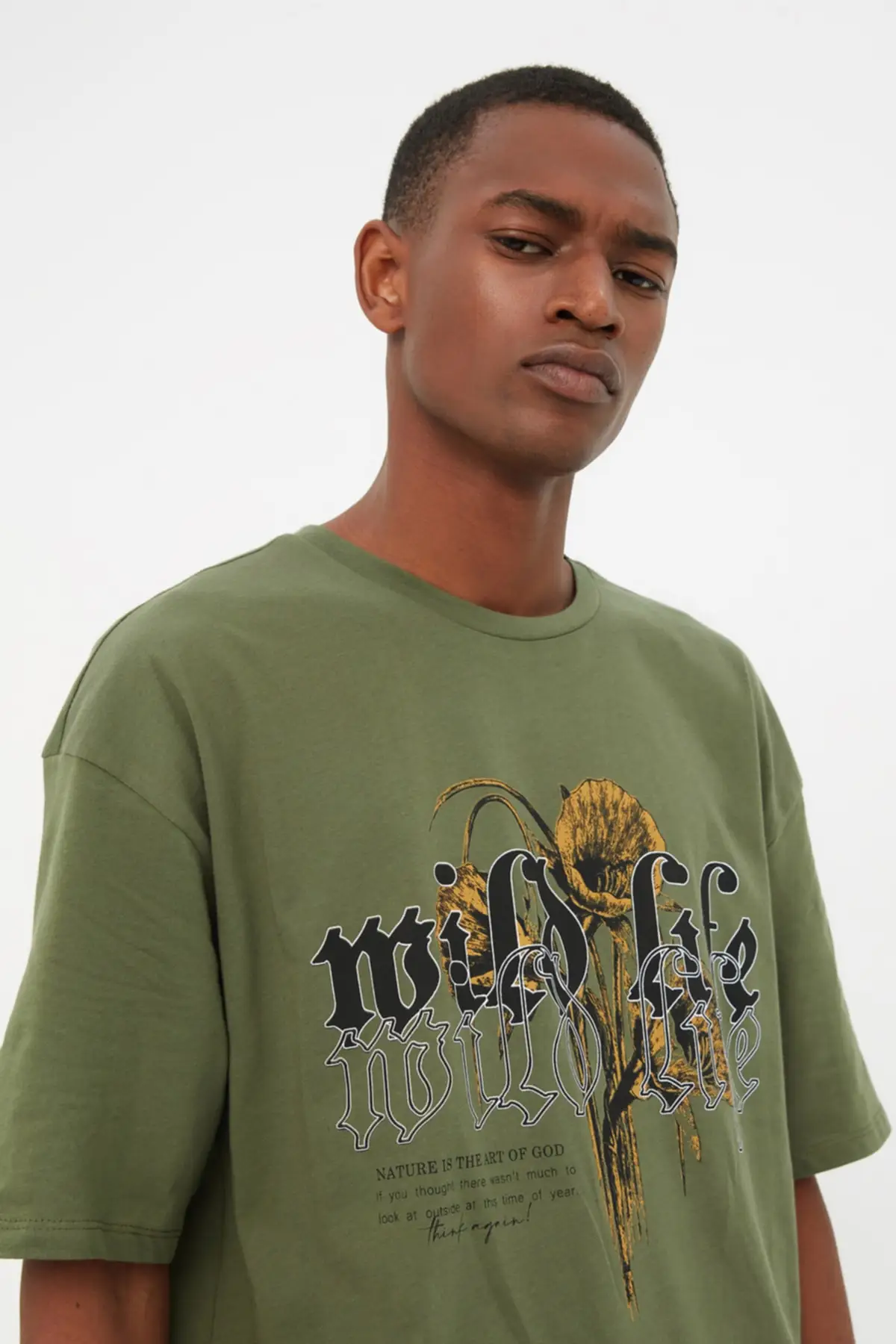

Men's Relaxed Fit Bike Collar Short Sleeve Printed T-Shirt TMNSS22TS0140
