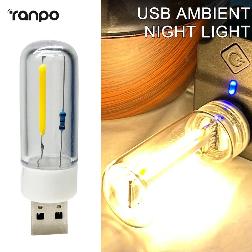 

Led Camping Light 1w Incandescent Decorative Filament Portable Lighting 3000k Edison Touch Retro Night Bulb Lamp Car Usb 5v Dc