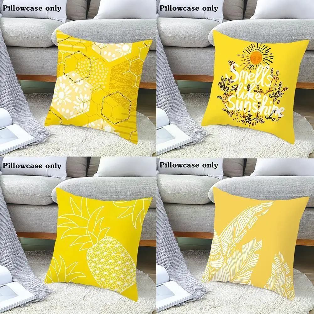 

Pineapple Leaf Yellow Decorative Pillow 45*45cm Pillow Home Throw Printing Nordic Yellow Decor Pillow Style Cover K3w2