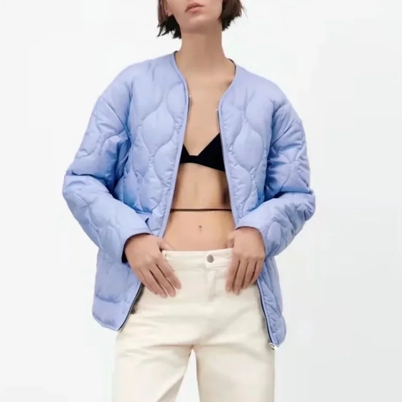 Женская куртка-бомбер синее пальто женская однотонная фиолетовая парка