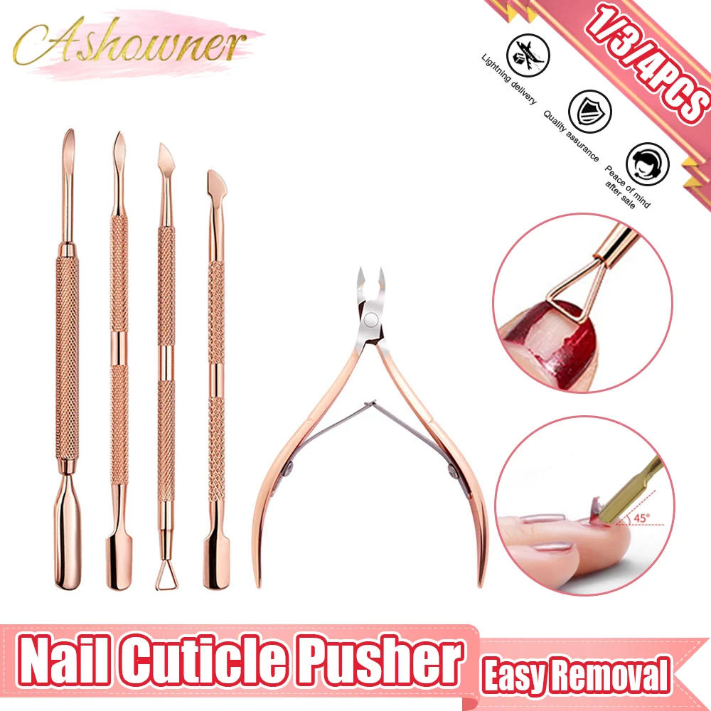 

Nail Cuticle Pusher Stainless Steel Cuticle Remover Gel Nail Polish Peeler Scraper Dead Skin Pedicure Manicure Clean Set Tools