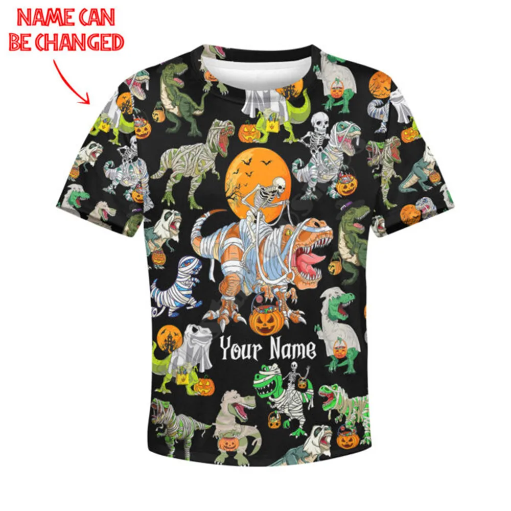 

Halloween Dinosaur Custom You Name Kids t shirts 3d Printed Hoodies t shirt zipper Pullover Kids Suit Sweatshirt Tracksuit 03