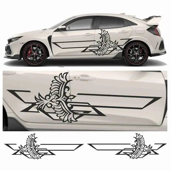 

Works with most car stickers side Wings Tribal Graphics Auto Parts Side Graphics Packing Sticker Decals